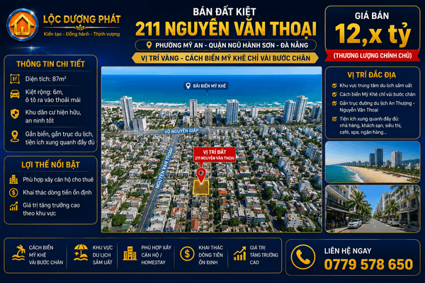 ĐẤT KIỆT 211 NGUYỄN VĂN THOẠI – GẦN BIỂN MỸ KHÊ