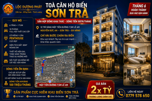 TOÀ CĂN HỘ BIỂN SƠN TRÀ – DÒNG TIỀN 100TR/THÁNG